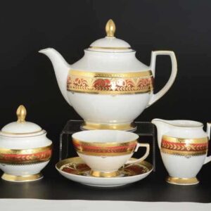 ARABESQUE BORDEAUX Gold Чайный сервиз FalkenPorzellan на 6 персон 17 предметов farforhouse