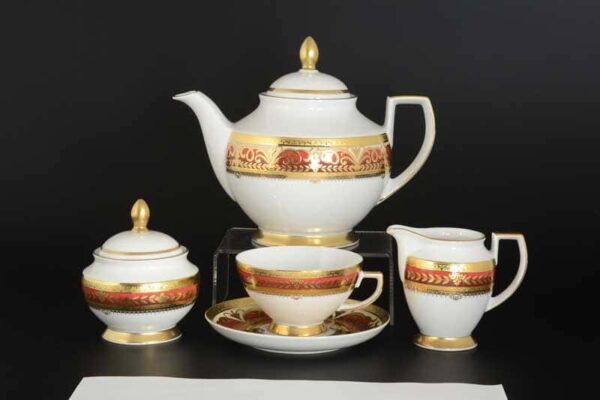 ARABESQUE BORDEAUX Gold Чайный сервиз FalkenPorzellan на 6 персон 17 предметов farforhouse