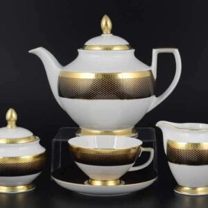 Rio black gold Чайный сервиз FalkenPorzellan на 6 персон 17 предметов farforhouse