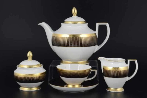 Rio black gold Чайный сервиз FalkenPorzellan на 6 персон 17 предметов farforhouse