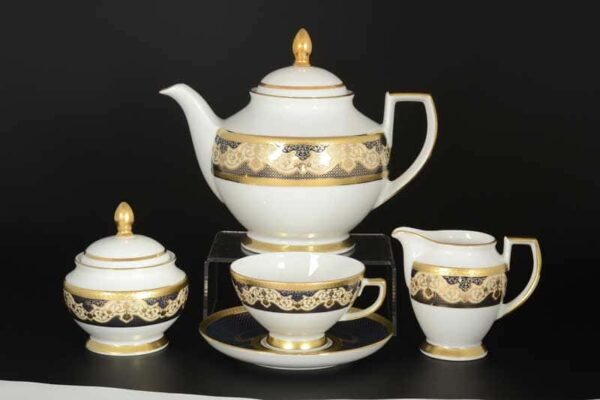 Belvedere Combi BLUE Gold Чайный сервиз FalkenPorzellan на 6 персон 17 предметов farforhouse
