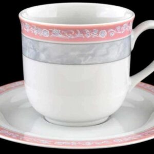 Яна Серый мрамор с розовым кантом 3500 Набор чайных пар Thun 220 мл farforhouse