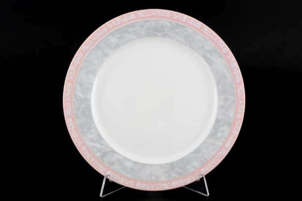 Яна Серый мрамор с розовым кантом 3500 Набор тарелок Thun 21 см farforhouse