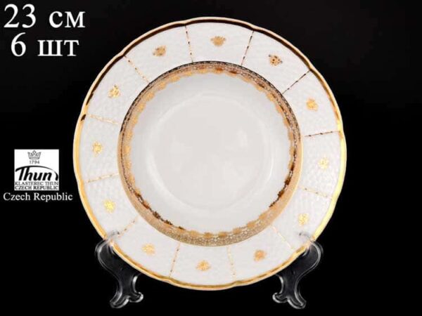 Менуэт Золотой орнамент Набор тарелок глубоких Thun 23 см (6 шт) farforhouse