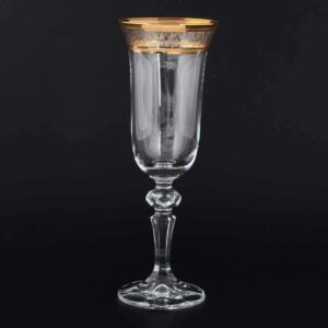 LAURA Золотой лист Набор для шампанского Crystalite 150мл 6шт farforhouse