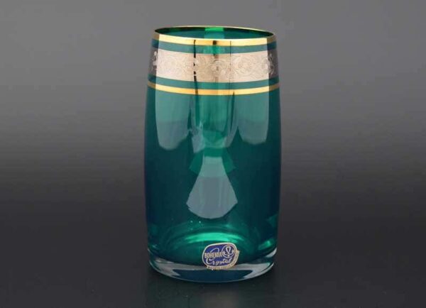 Идеал платина зеленый Набор стаканов для воды  Bohemia Crystal 250 мл (6 шт) farforhouse