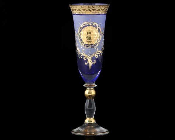 Версаче Богемия B-G Грация синяя Набор фужеров для шампанского (6 шт) farforhouse
