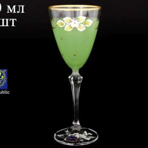 EXCLUSIVE V0019 Набор матовых зеленых бокалов для вина Bohemia Crystal  250 мл (6 шт) farforhouse