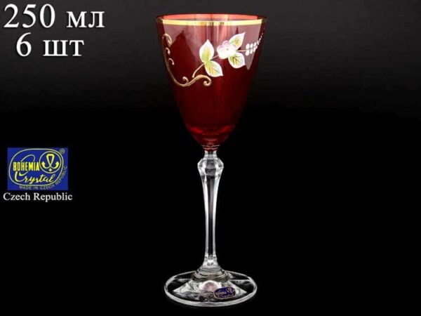 EXCLUSIVE V0019 Набор красных бокалов для вина Bohemia Crystal 250 мл (6 шт) farforhouse