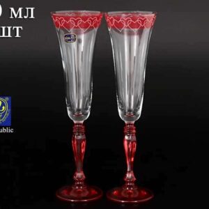 Виктория Свадебные красные Набор фужеров для шампанского Bohemia crystal 180 мл (2 шт) farforhouse