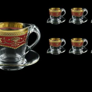 Версаче Глава Лаура красная Набор чайных пар 6 чашек + 6 блюдец 12 пр  Astra Gold farforhouse