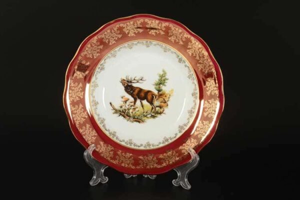 Царская Красная Охота Набор глубоких тарелок 23 см Royal Czech Porcelain (6 шт) farforhouse