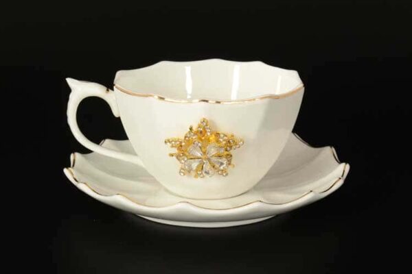 Набор чайных пар Royal Classics 6 шт  с золотом и камнями farforhouse