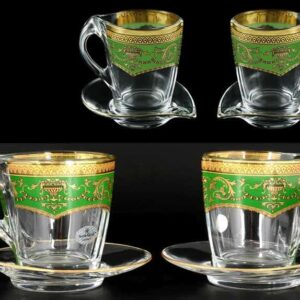 Версаче Глава Лаура зеленая Набор чайных пар 2 чашки + 2 блюдца 4 пр Astra Gold farforhouse
