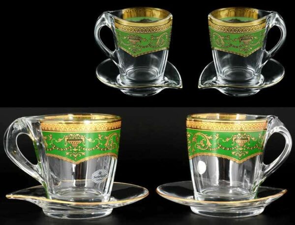 Версаче Глава Лаура зеленая Набор чайных пар 2 чашки + 2 блюдца 4 пр Astra Gold farforhouse