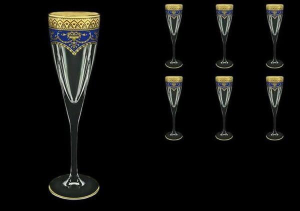 Версаче Глава Лаура синяя Набор фужеров для шампанского 6 шт 170 мл Astra Gold farforhouse