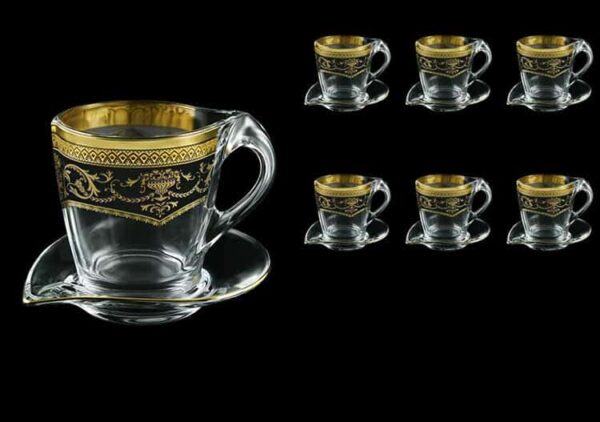 Версаче Глава Лаура черная Набор чайных пар 6 чашек + 6 блюдец 12 пр Astra Gold farforhouse