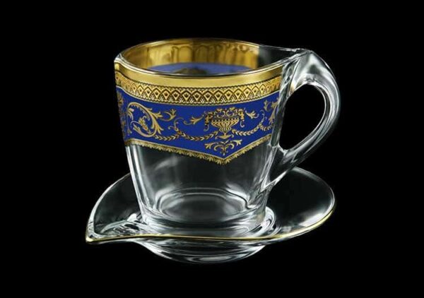 Версаче Глава Лаура синяя Набор чашка с блюдцем 2 пр Astra Gold farforhouse