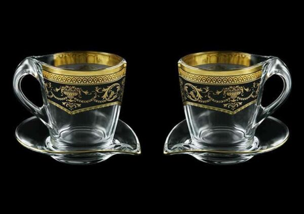 Версаче Глава Лаура черная Набор чайных пар 2 чашки + 2 блюдца 4 пр Astra Gold farforhouse
