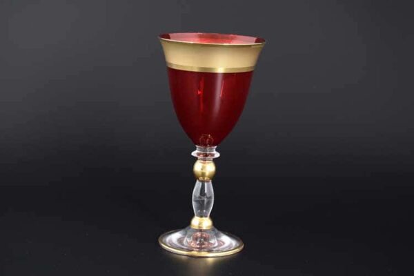 Матовая полоса Грация красная набор бокалов для вина Balvinglass 220 мл (6 шт) farforhouse