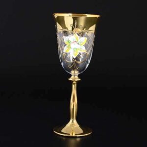 Лепка прозрачная U-R золотая ножка Набор бокалов для вина 250 мл (6 шт) farforhouse
