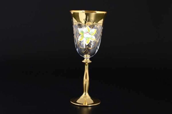 Лепка прозрачная U-R золотая ножка Набор бокалов для вина 250 мл (6 шт) farforhouse