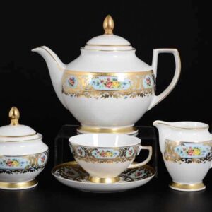 VIENNA BLUE GOLD Чайный сервиз на 6 персон 9 предметов Falken farforhouse