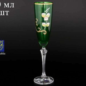 EXCLUSIVE V0014 Набор зеленых фужеров для шампанского Bohemia Crystal 200 мл (6 шт) farforhouse