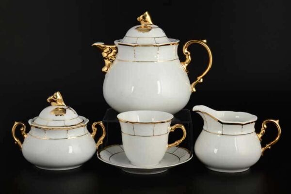 Менуэт Обводка золото Чайный сервиз Thun на 6 персон 17 предметов farforhouse