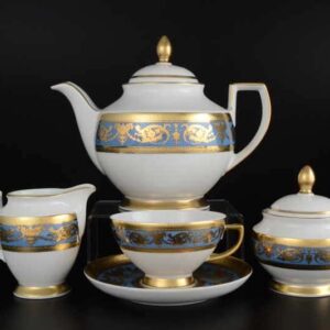 Imperial Blue Gold Чайный сервиз на 6 персон 17 предметов FalkenPorzellan farforhouse