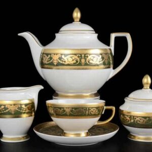 Imperial Green Gold Чайный сервиз Falken на 6 персон 17 предметов farforhouse