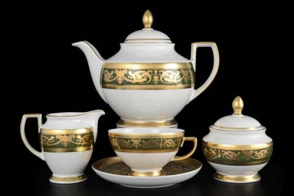 Imperial Green Gold Чайный сервиз Falken на 6 персон 17 предметов farforhouse