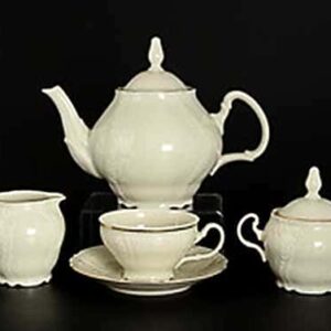 Бернадотт Белый узор BE-IVORY Чайный сервиз на 6 персон 17 предметов farforhouse