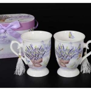 Бабочки Lavender Кружка с крышкой и ложкой в подарочной упаковке farforhouse