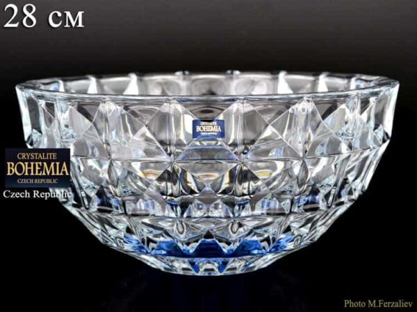 DIAMOND синий Ваза для фруктов Crystalite Bohemia 28 см farforhouse