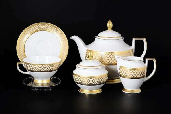 VALENCIA CREME GOLD Чайный сервиз Falkenporzellan на 6 персон 15 предметов farforhouse