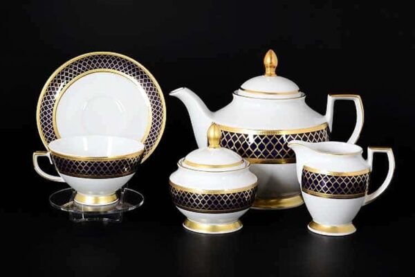 VALENCIA COBALT GOLD Чайный сервиз Falkenporzellan на 6 персон 15 предметов farforhouse