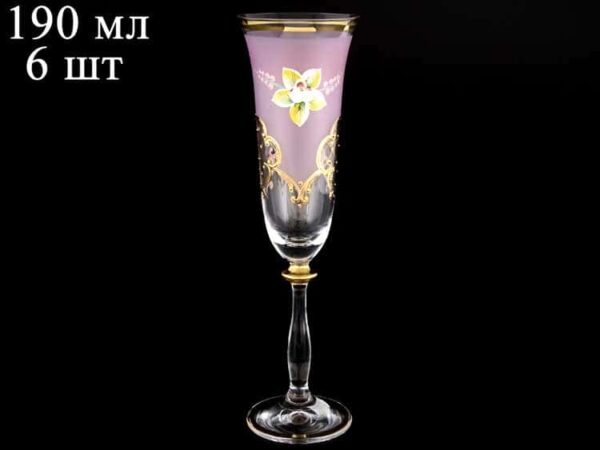Лепка Анжела U-R фон розовый Набор фужеров для шампанского 190 мл farforhouse