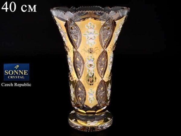 Sonne Crystal Золото Ваза для цветов 40 см на ножке farforhouse