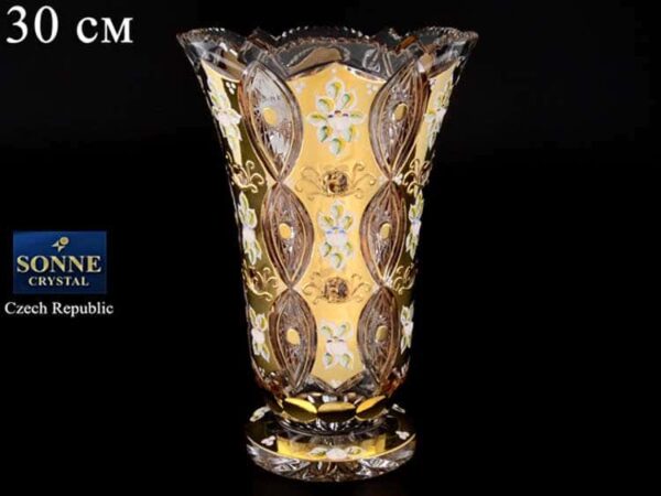 Sonne Crystal Золото Ваза для цветов 30 см на ножке farforhouse