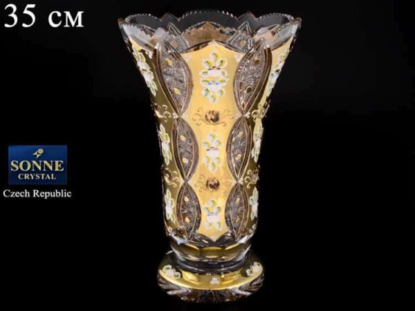 Sonne Crystal Золото Ваза для цветов 35 см на ножке farforhouse