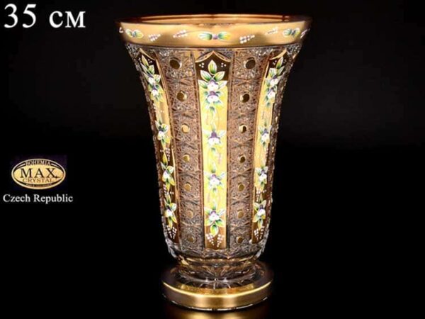 Max Crystal Золото лепка Цветочница на ножке 35 см farforhouse