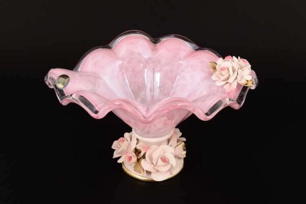 Вайт Кристал Ваза для конфет на ножке розовая farforhouse