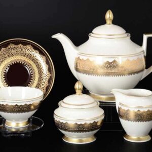 AGADIR BROWN Gold Чайный сервиз на 6 персон 17 предметов Falken farforhouse