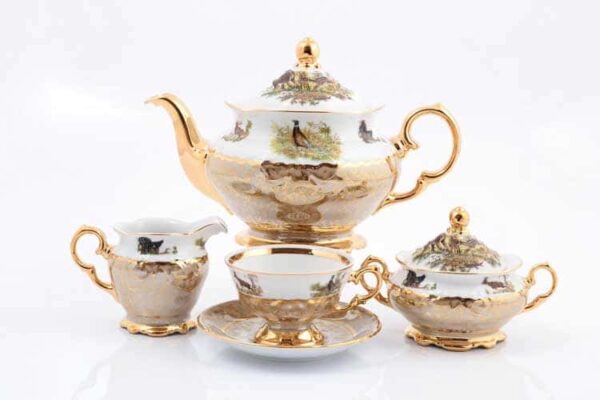 Охота Бежевая Чайный сервиз 17 предметов Sterne porcelán farforhouse