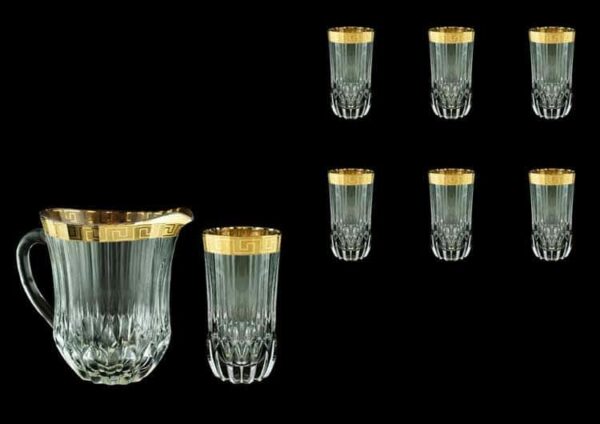 Adagio Antique Golden Classic Decor Кувшин со стаканами 1230 мл+ 400 мл Astra Gold (6 шт) farforhouse