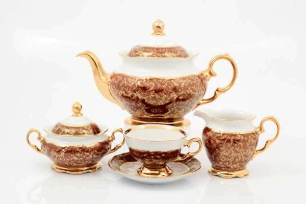 Красный лист Чайный сервиз на 6 персон 17 предметов Sterne porcelan farforhouse
