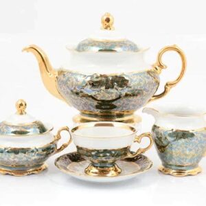 Зеленый лист Чайный сервиз на 6 персон 17 предметов Sterne porcelan farforhouse