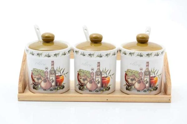 Olive Набор банок для сыпучих продуктов с ложками на подставке 250 мл Royal Classics farforhouse
