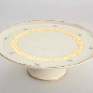 Тарелка для торта на ножке Мария Луиза Слоновая кость золото Carlsbad 32 см farforhouse
